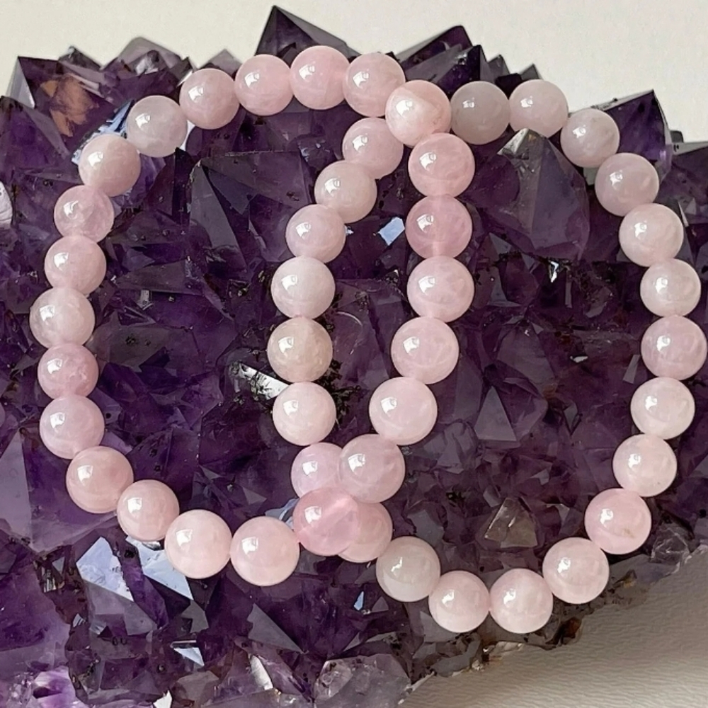 Rose Quartz A++ Crystal Pink Beaded Bracelet Love Gemstone 10mm - Picture 3 of 6